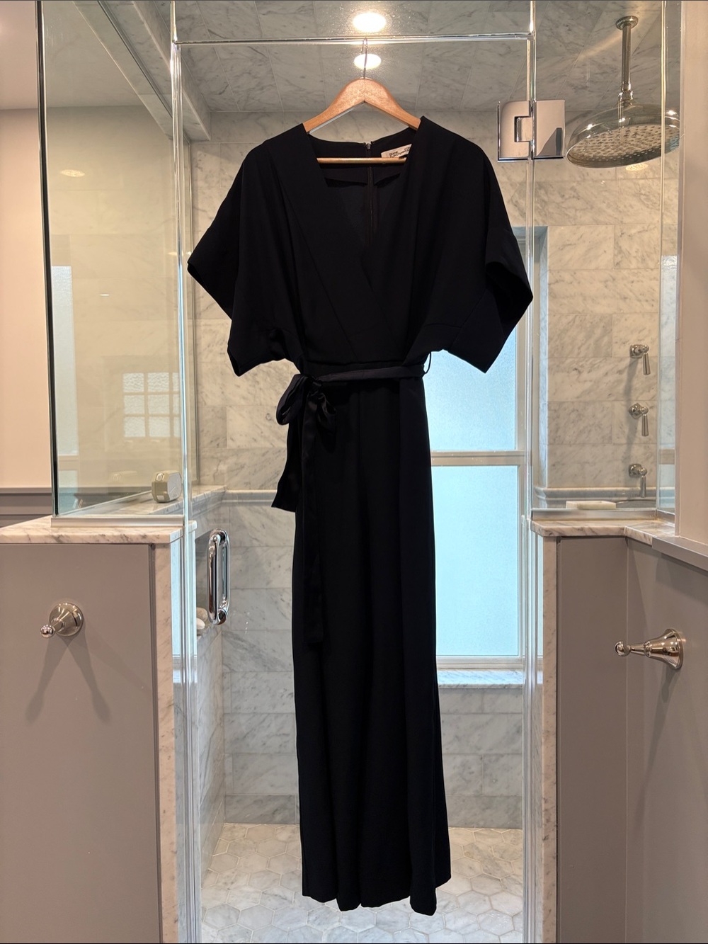 DVF Navy Blue Wrap Jumpsuit - Size 10